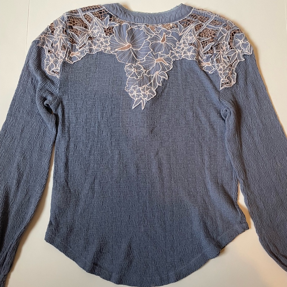 Free People Easy Breezy Long Sleeve Henley in Dusk Blue - Picture 10 of 11